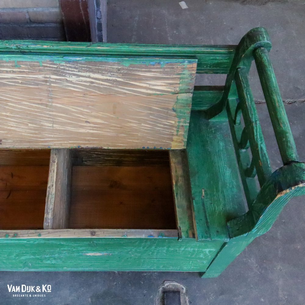 Groene houten klepbank - Afbeelding 5