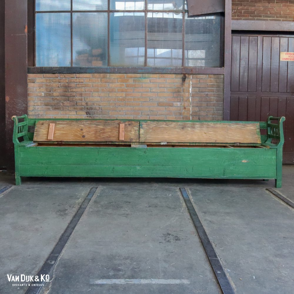 Groene houten klepbank - Afbeelding 3