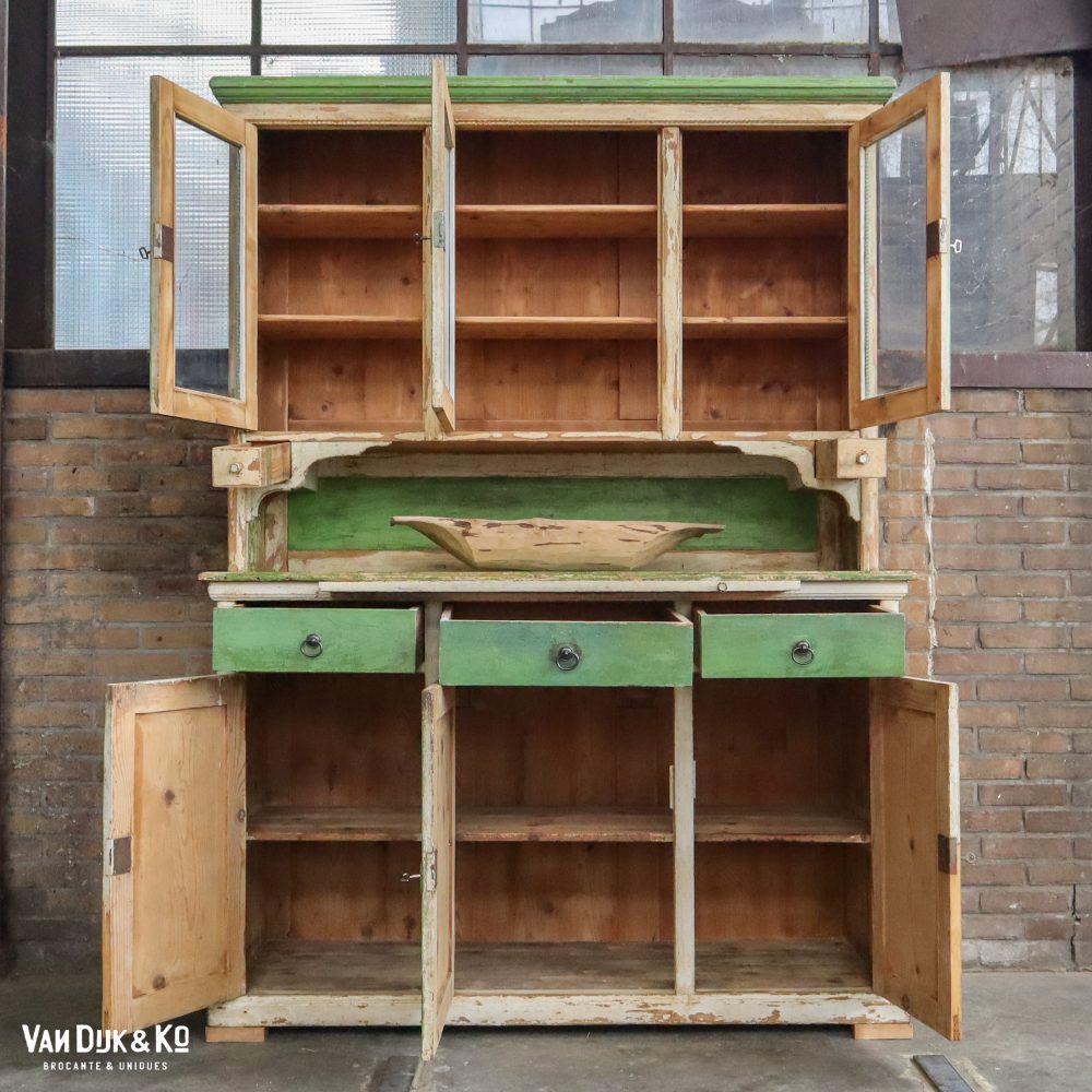 Brocante groene buffetkast - Afbeelding 3