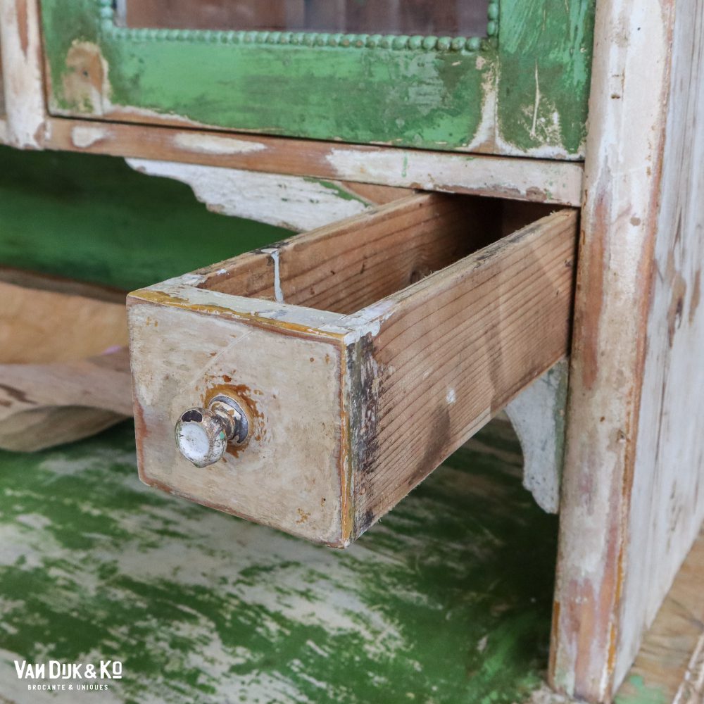 Brocante groene buffetkast - Afbeelding 9