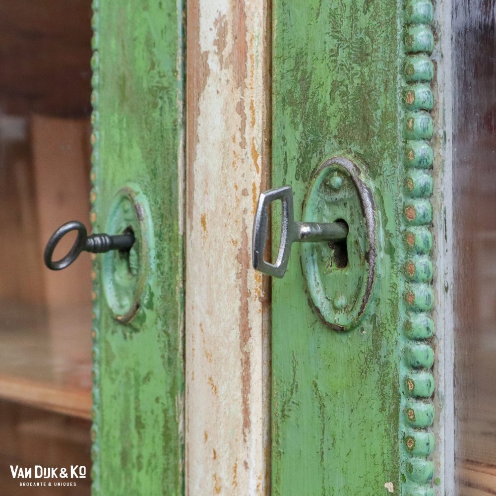 Brocante groene buffetkast - Afbeelding 7