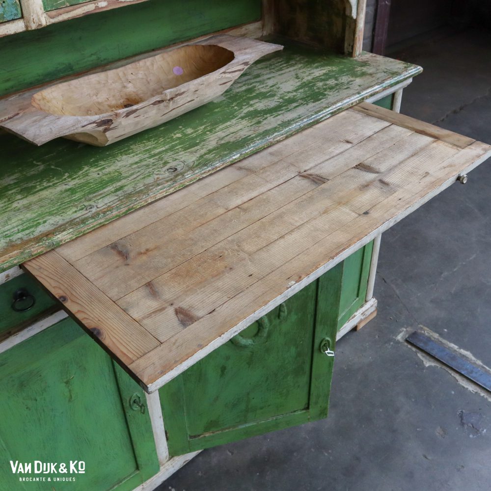 Brocante groene buffetkast - Afbeelding 10