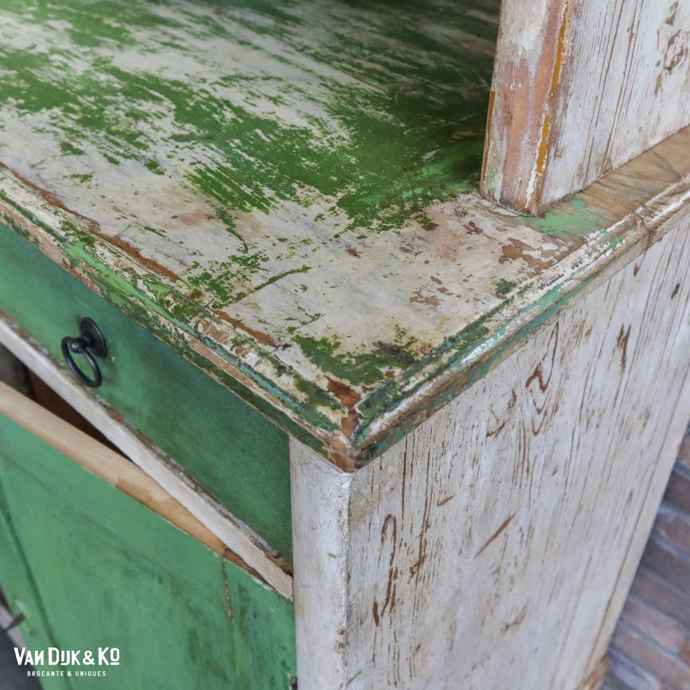 Brocante groene buffetkast - Afbeelding 11