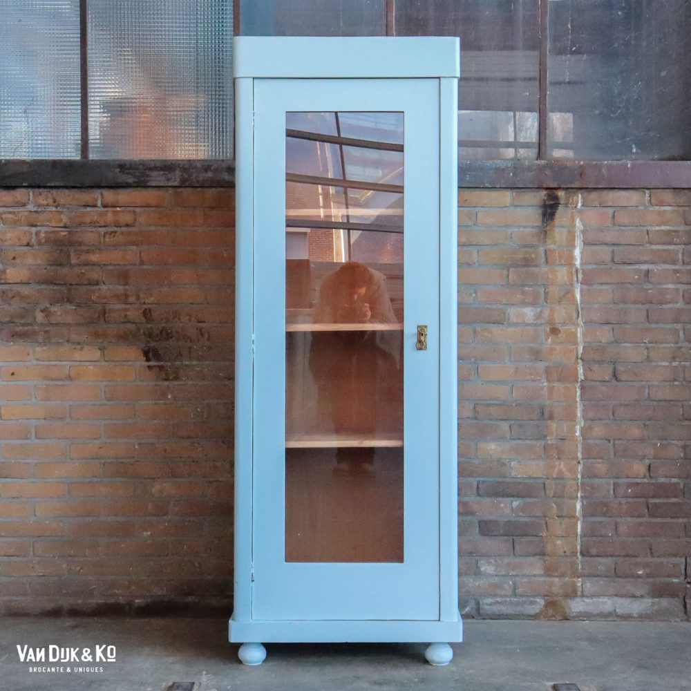 Blauwe eendeurs vitrinekast - Afbeelding 2