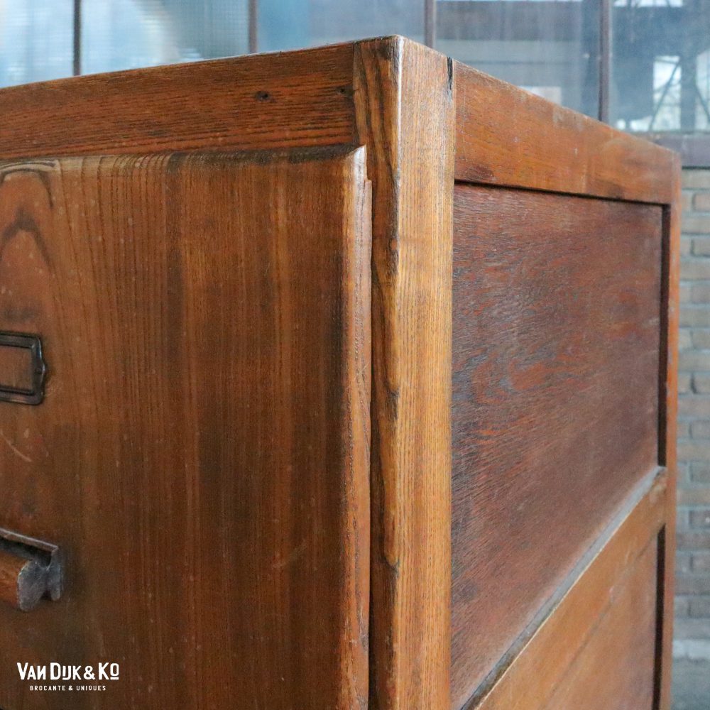 Vintage houten archiefkast - Afbeelding 6