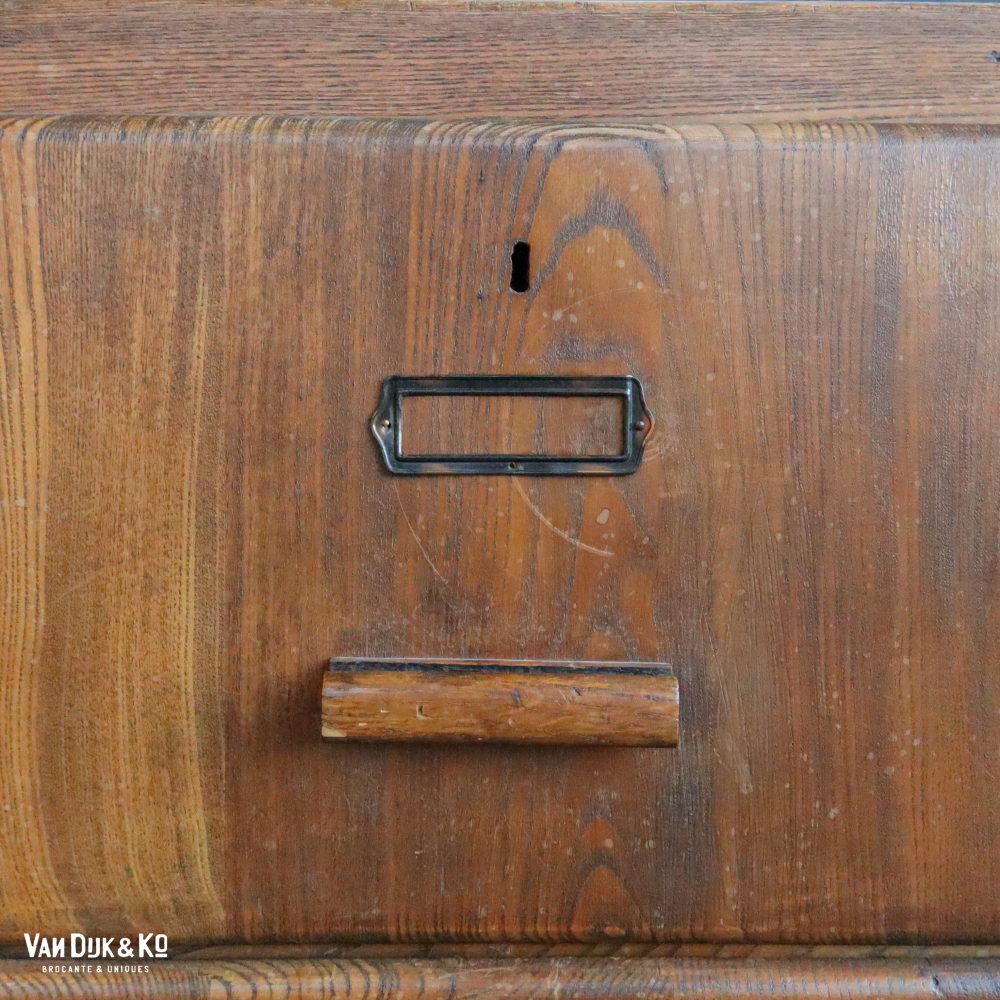 Vintage houten archiefkast - Afbeelding 9