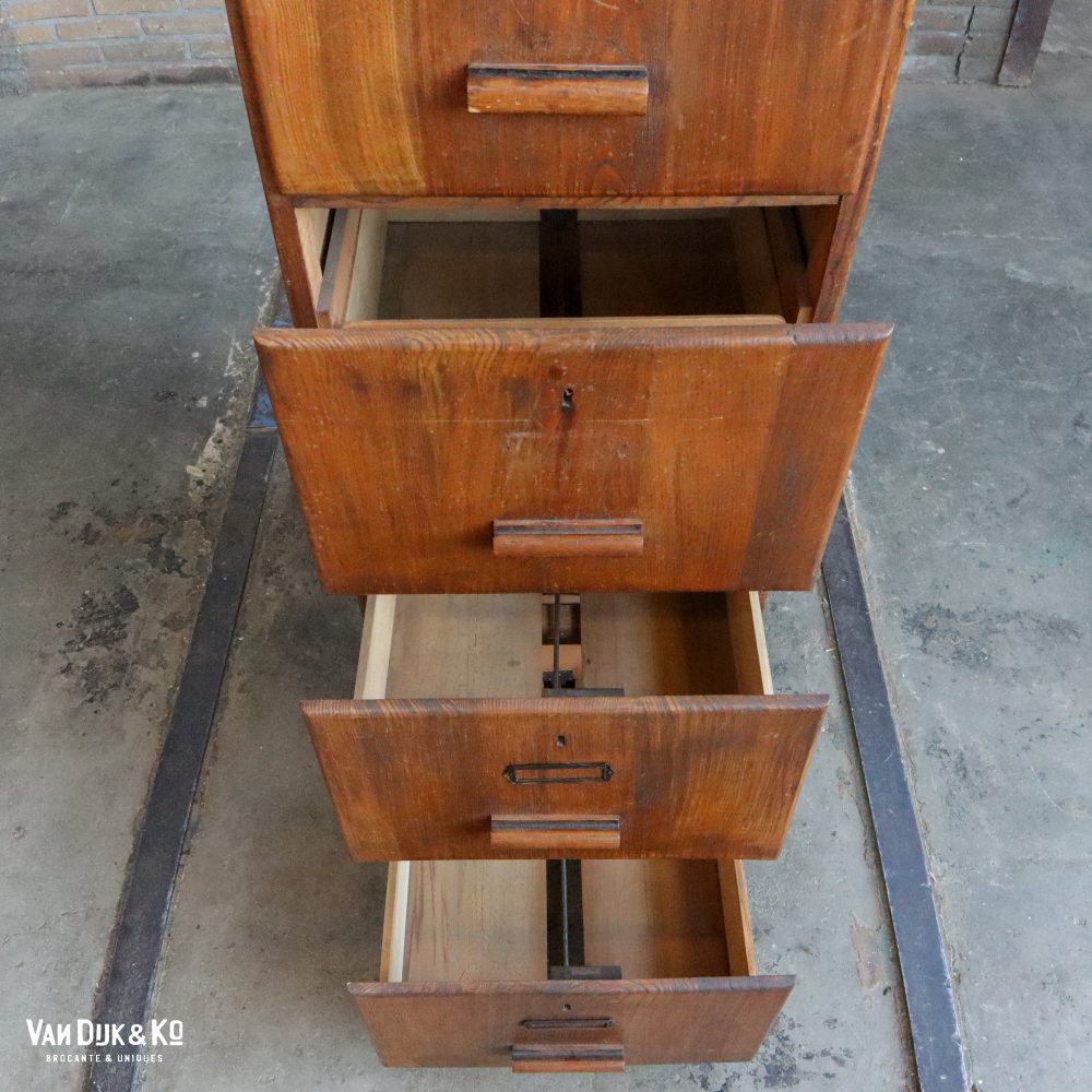 Vintage houten archiefkast - Afbeelding 4