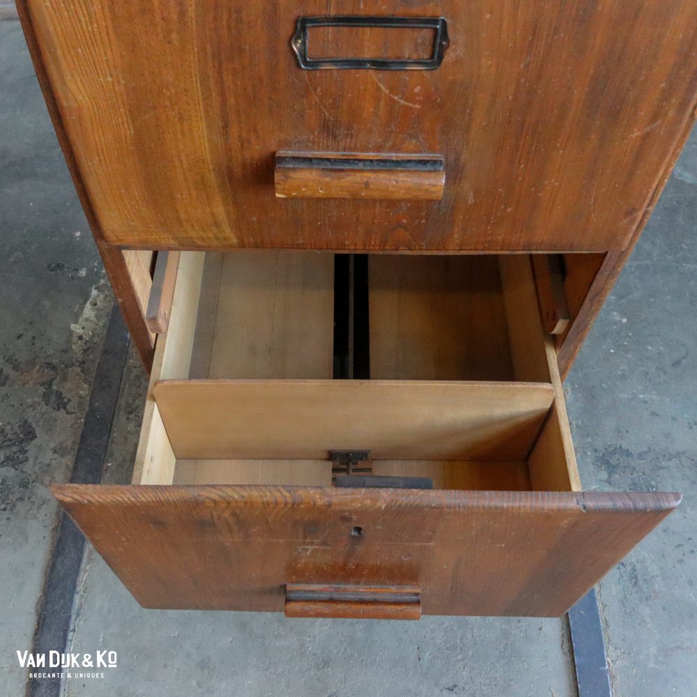 Vintage houten archiefkast - Afbeelding 5