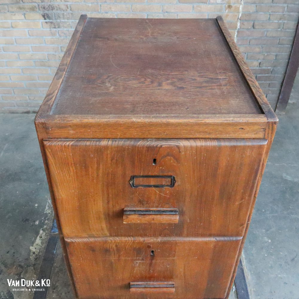 Vintage houten archiefkast - Afbeelding 3