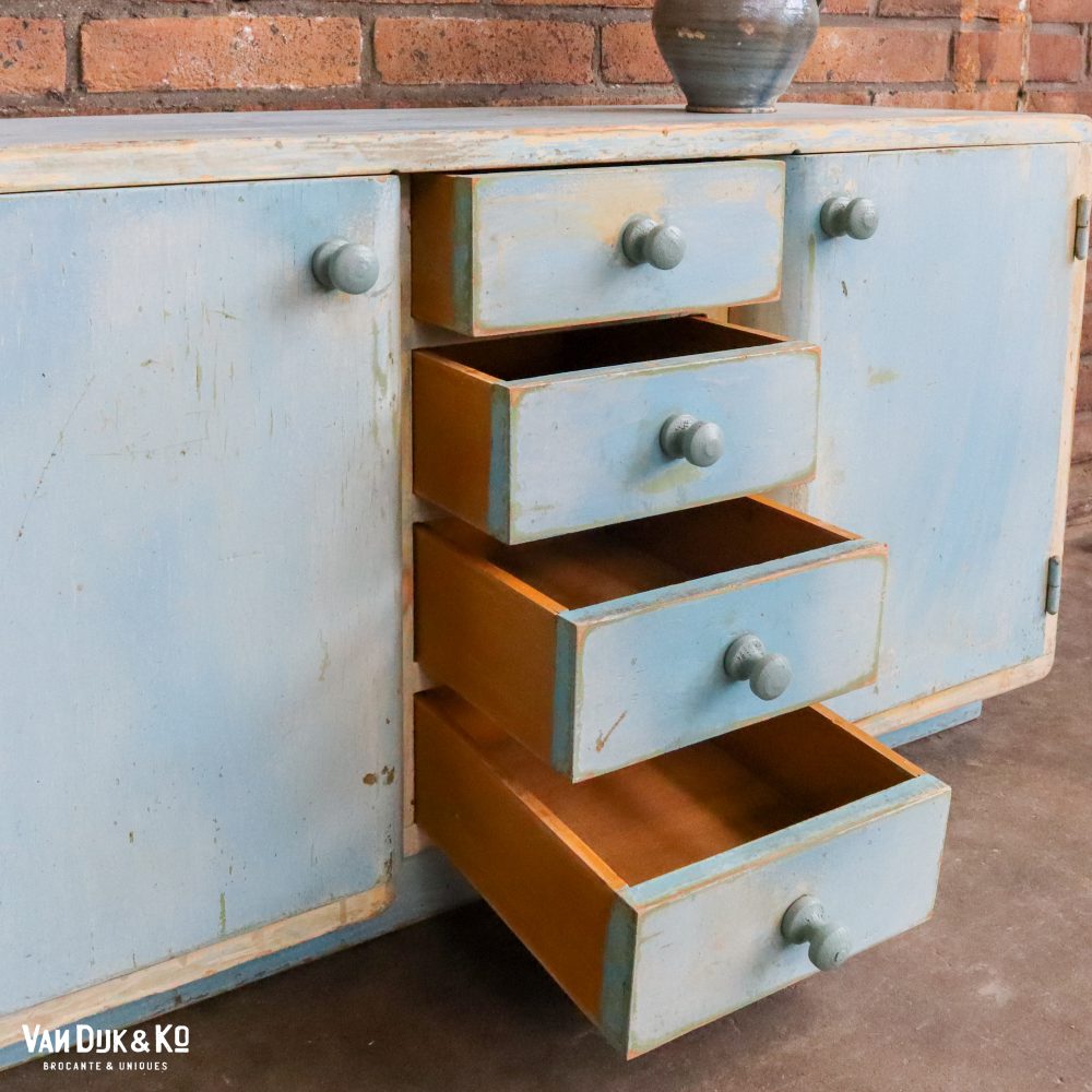 Brocante nachtkastje met lades - Afbeelding 5