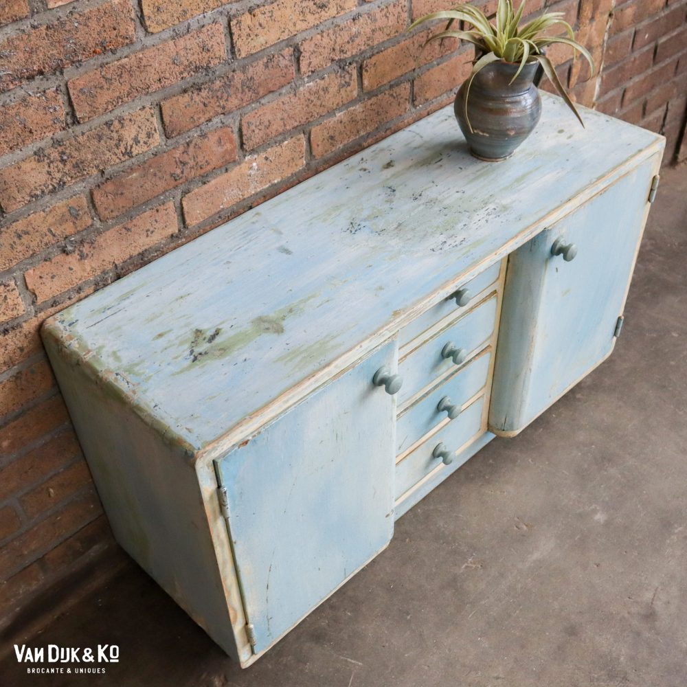 Brocante nachtkastje met lades - Afbeelding 6