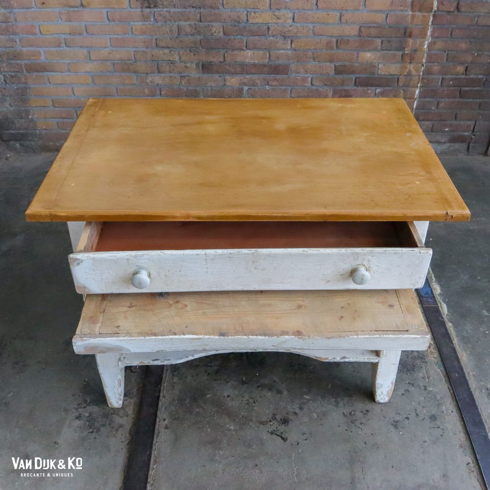 Brocante tafel met uitschuifbare plank - Afbeelding 7