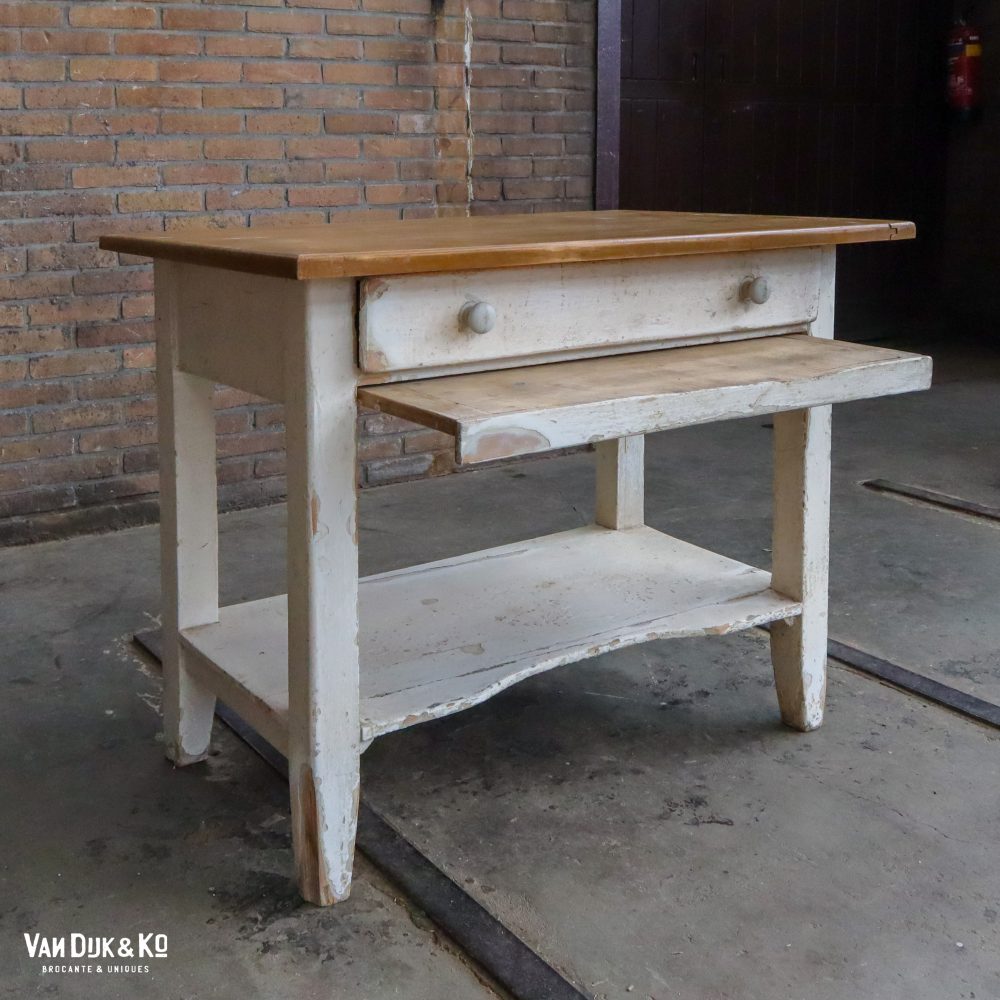 Brocante tafel met uitschuifbare plank - Afbeelding 5
