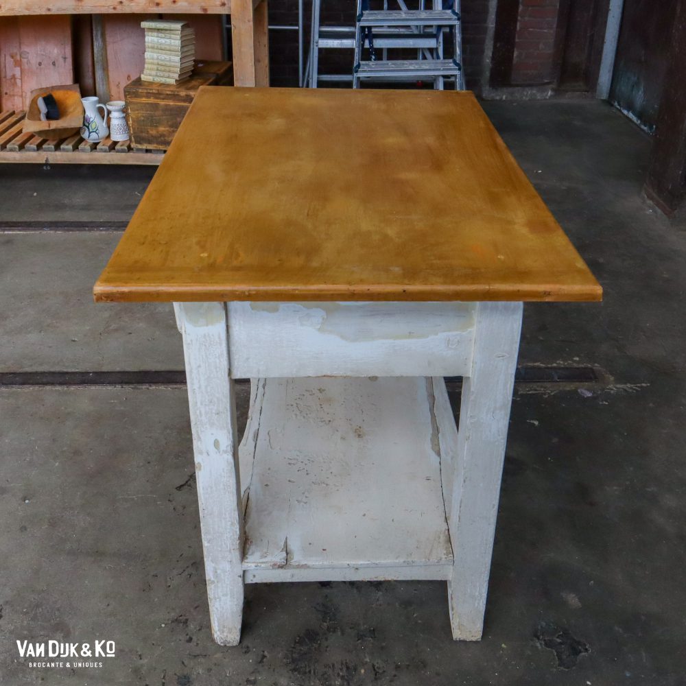 Brocante tafel met uitschuifbare plank - Afbeelding 9