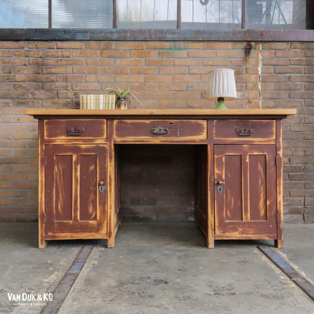 Brocante houten bureau - Afbeelding 2