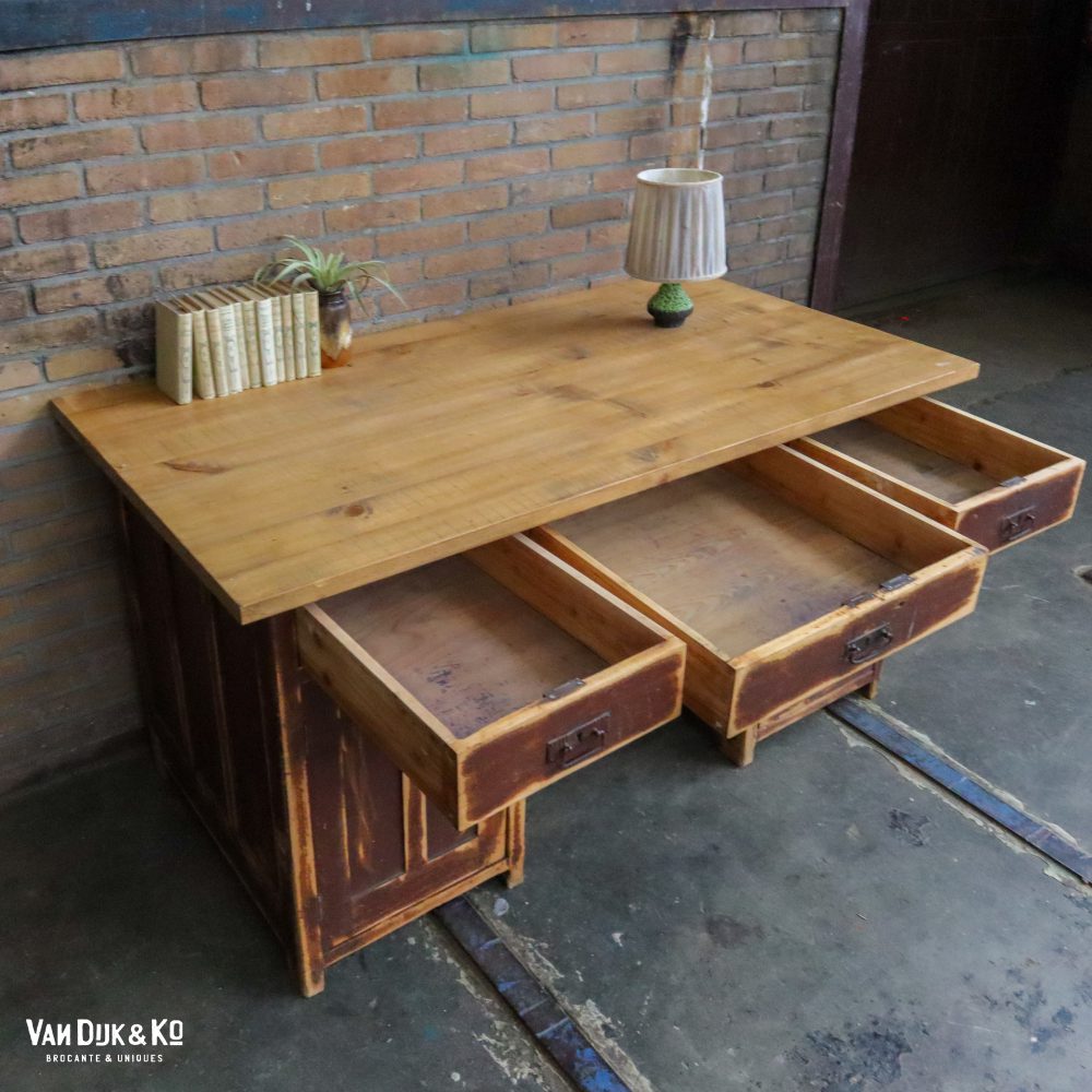 Brocante houten bureau - Afbeelding 4