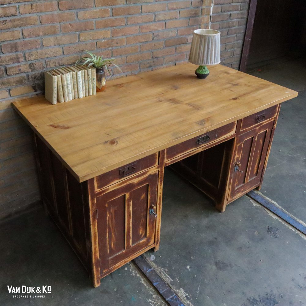Brocante houten bureau - Afbeelding 3