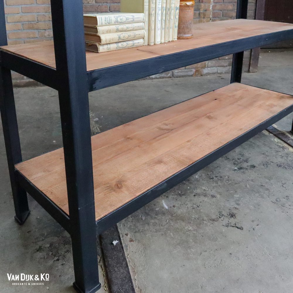 Metalen rek met houten planken - Afbeelding 4