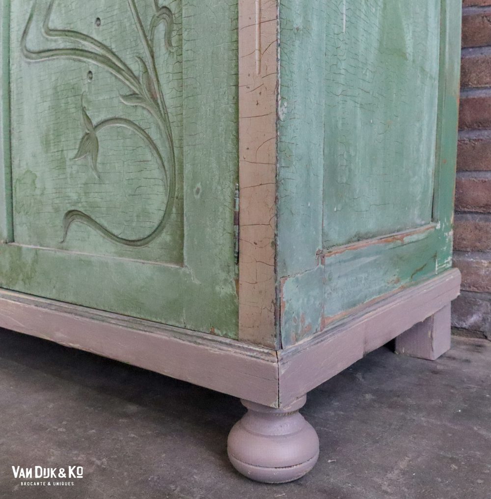 Brocante groene buffetkast - Afbeelding 9
