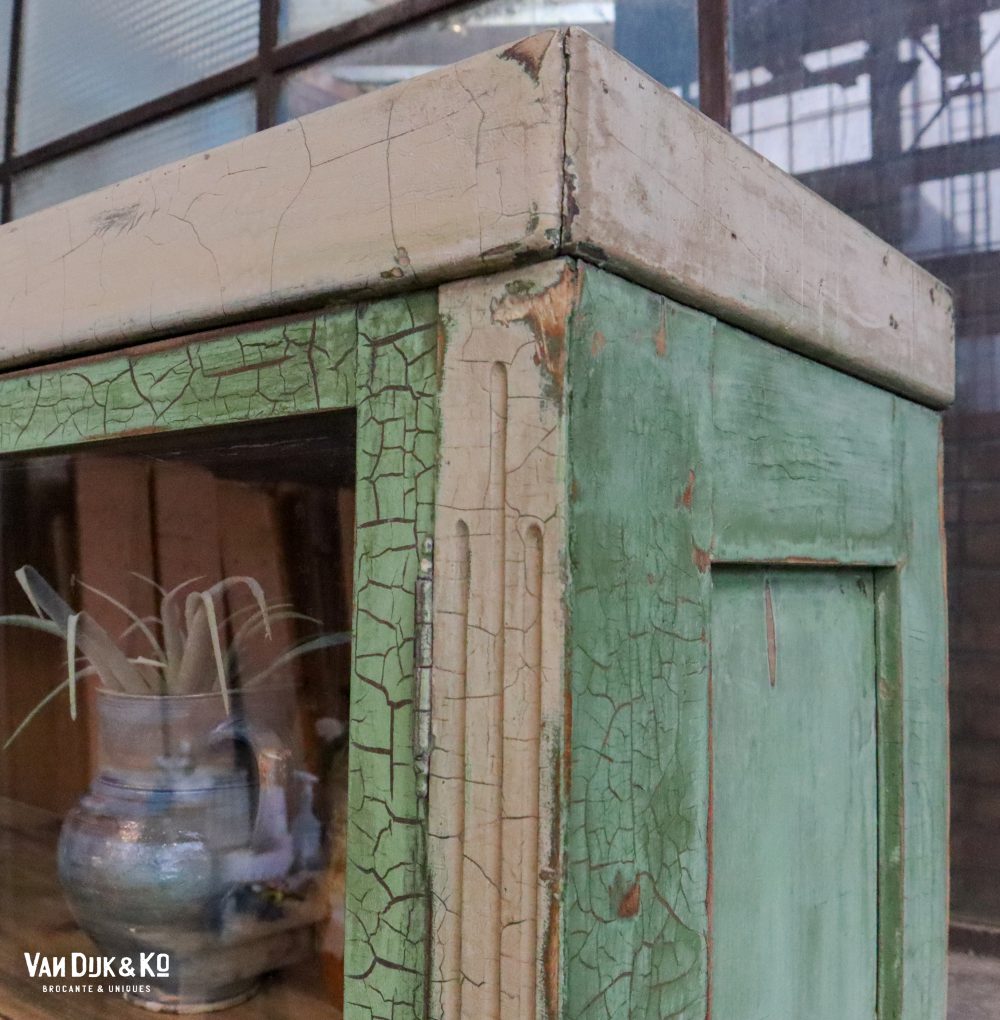 Brocante groene buffetkast - Afbeelding 4