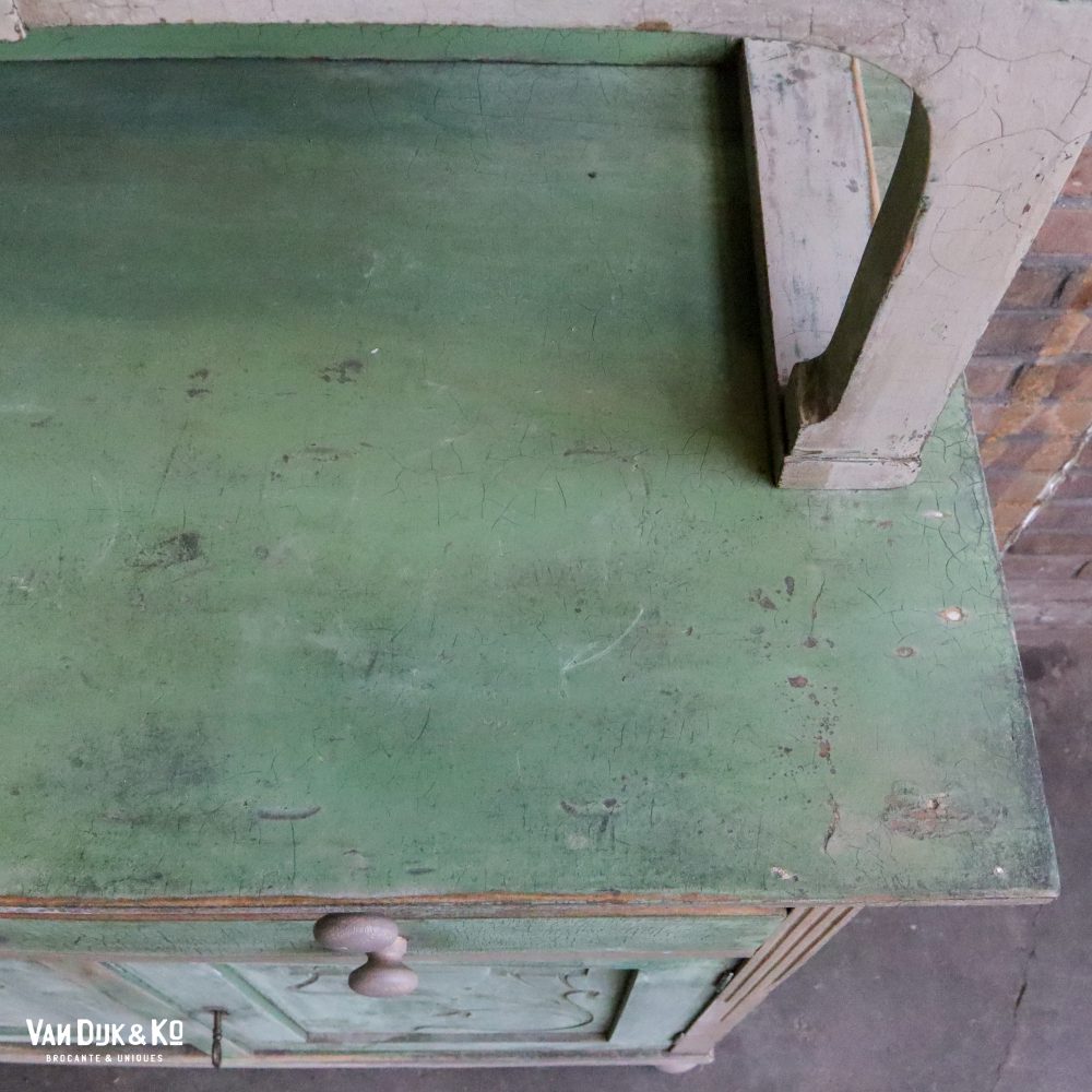 Brocante groene buffetkast - Afbeelding 7