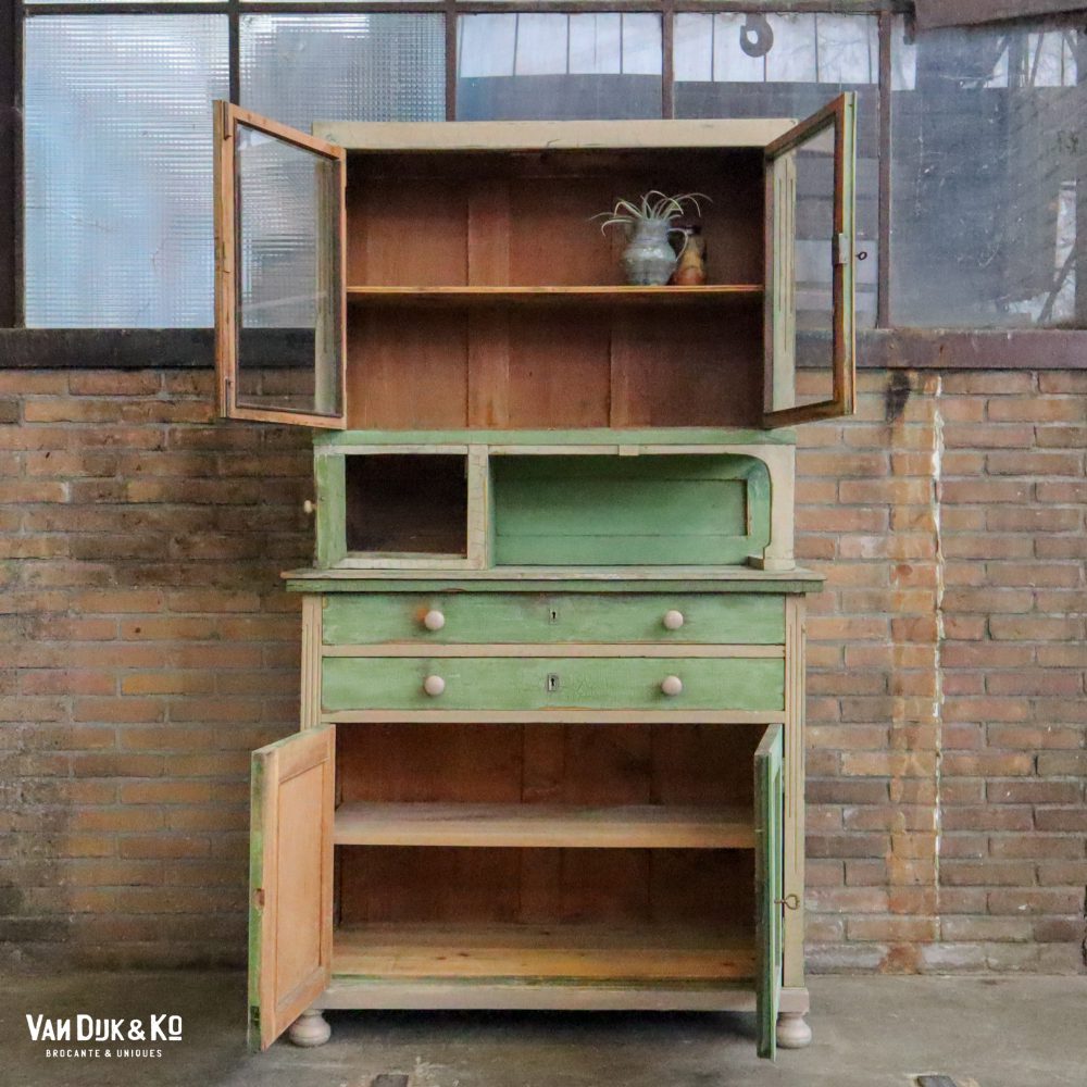 Brocante groene buffetkast - Afbeelding 3
