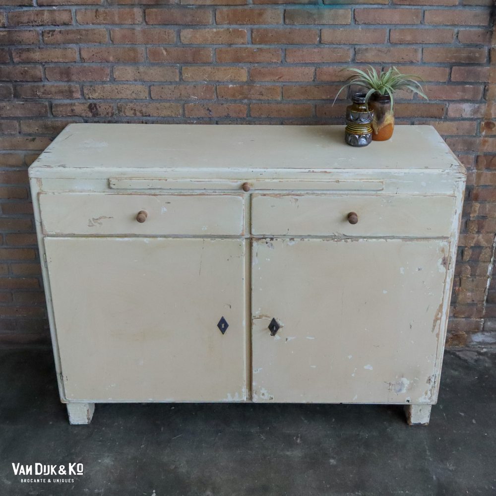Brocante kastje met uitschuifbare plank - Afbeelding 3
