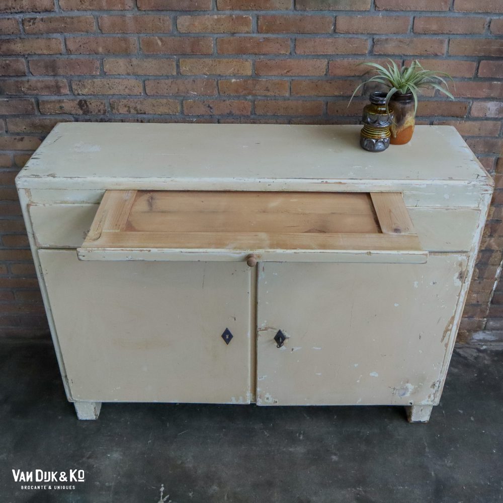 Brocante kastje met uitschuifbare plank - Afbeelding 4