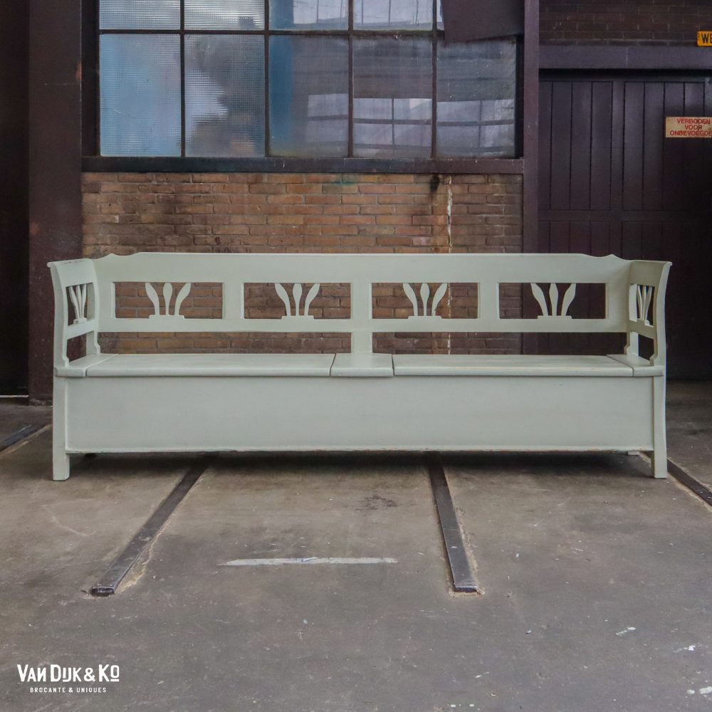 Brocante houten klepbank - Afbeelding 2