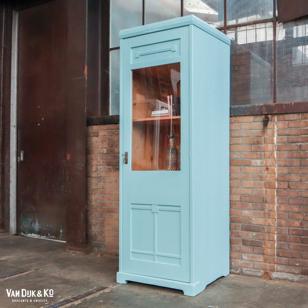 Blauwe eendeurs vitrinekast - Afbeelding 2