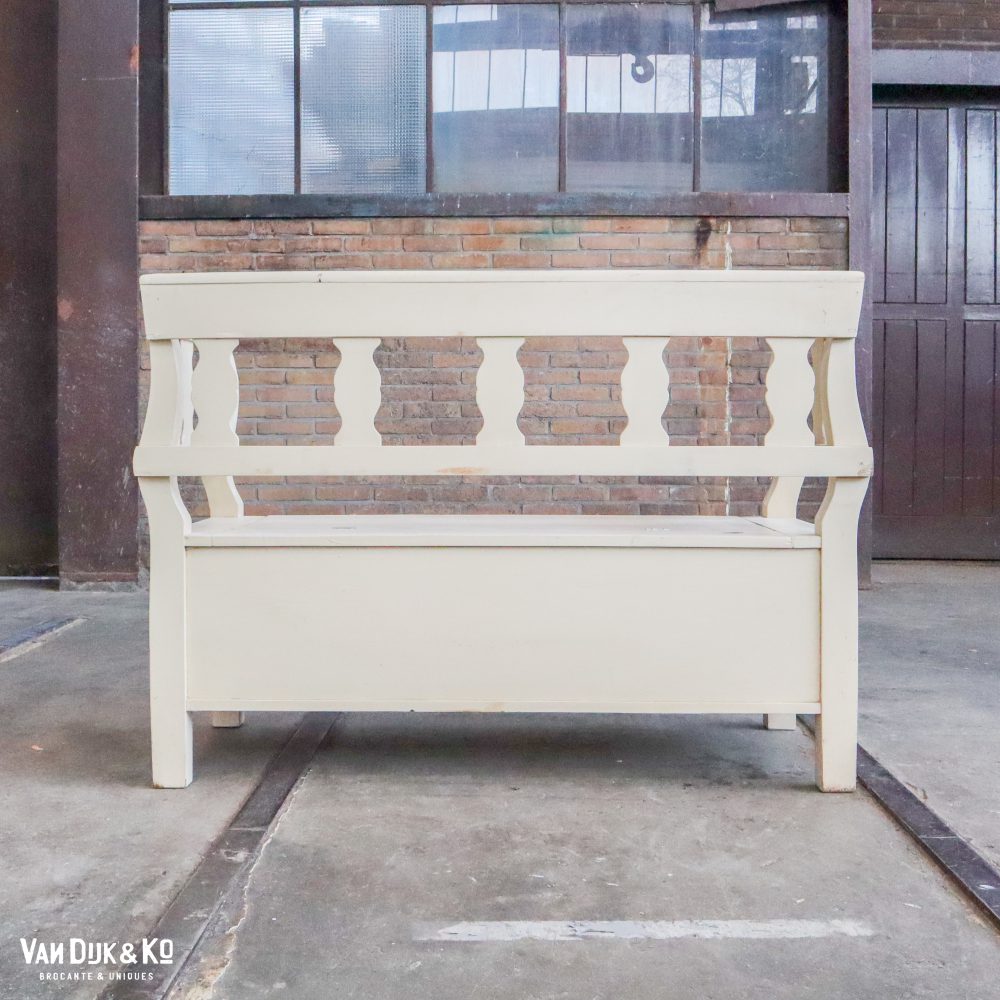 Houten brocante klepbank - Afbeelding 11