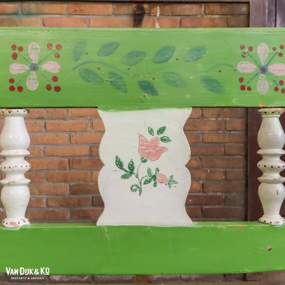 Groene houten beschilderde bank - Afbeelding 7