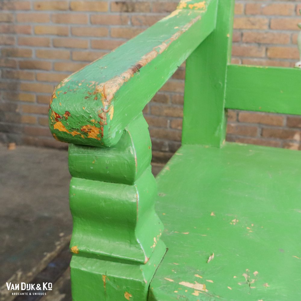 Groene houten beschilderde bank - Afbeelding 5