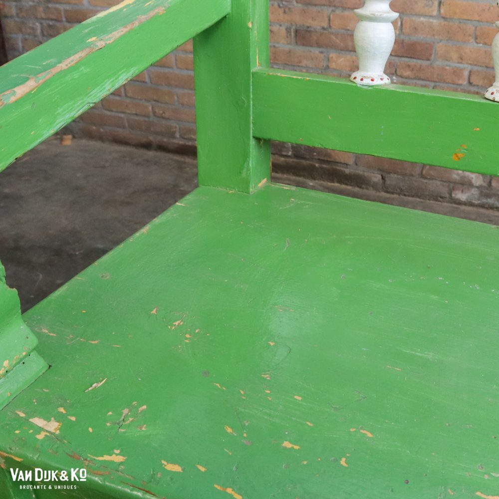 Groene houten beschilderde bank - Afbeelding 6