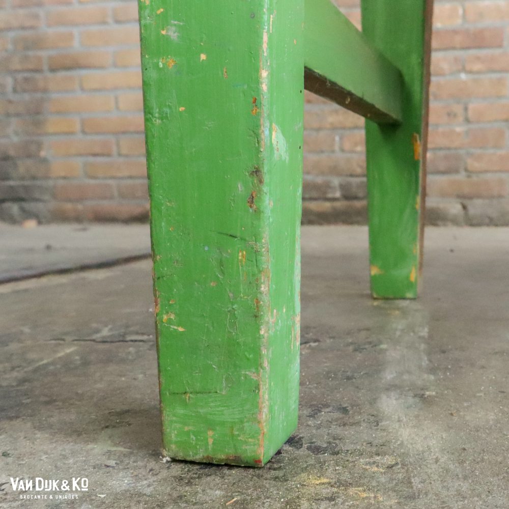 Groene houten beschilderde bank - Afbeelding 9