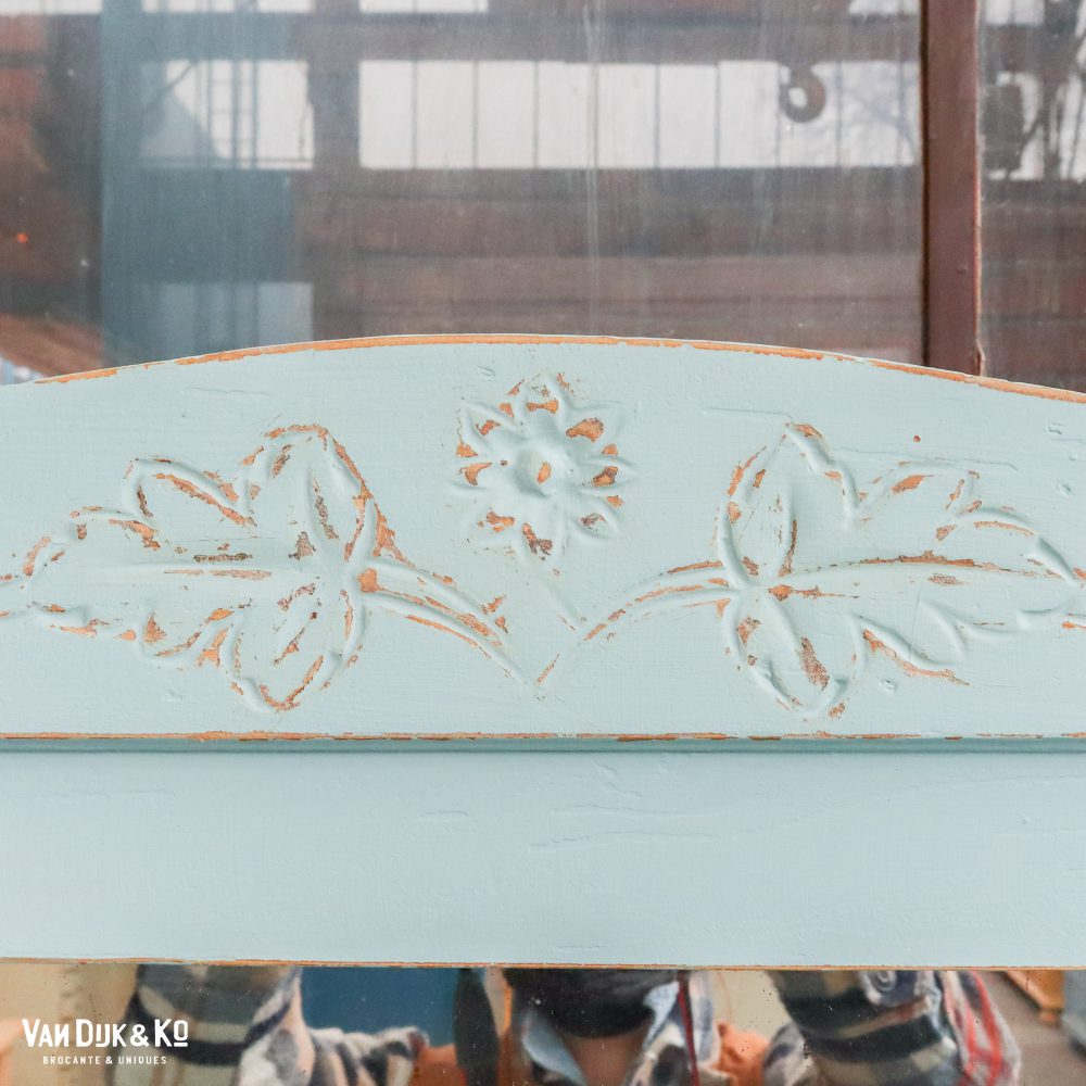 Brocante blauwe kaptafel - Afbeelding 4