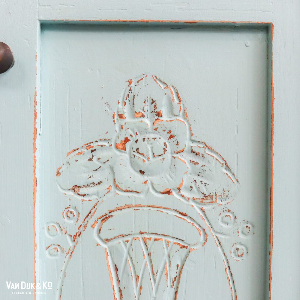Brocante blauwe kaptafel - Afbeelding 7
