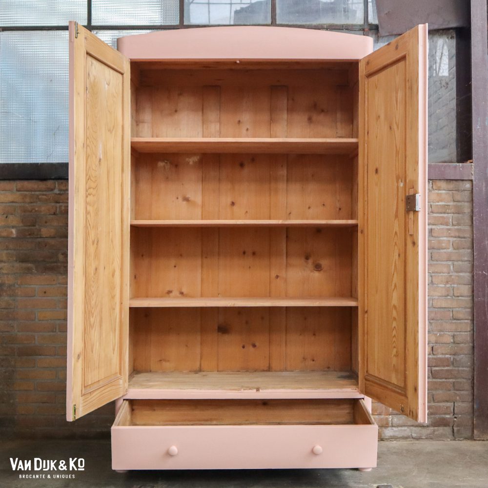 Brocante roze linnenkast - Afbeelding 3