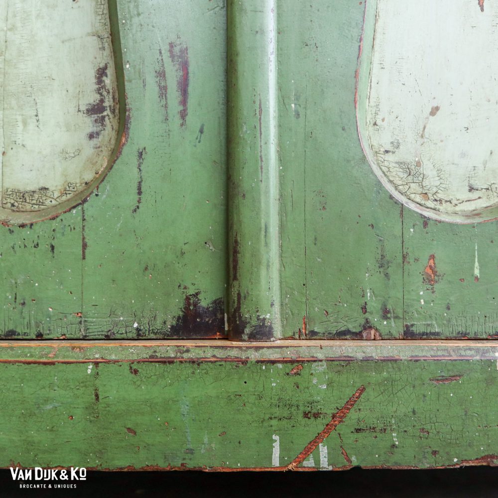 Brocante groene linnenkast - Afbeelding 8