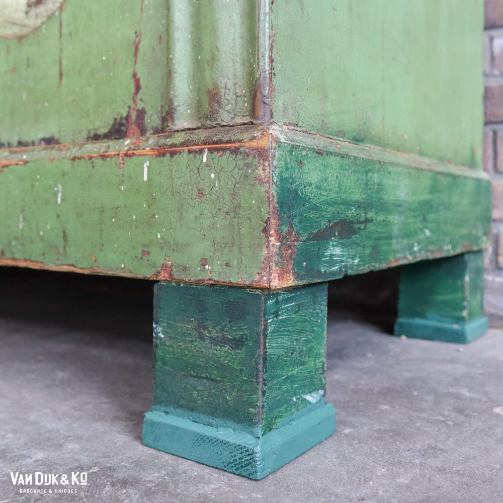 Brocante groene linnenkast - Afbeelding 11