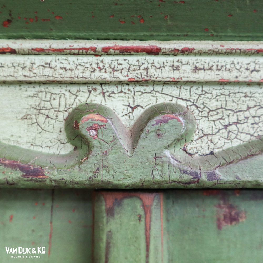 Brocante groene linnenkast - Afbeelding 6