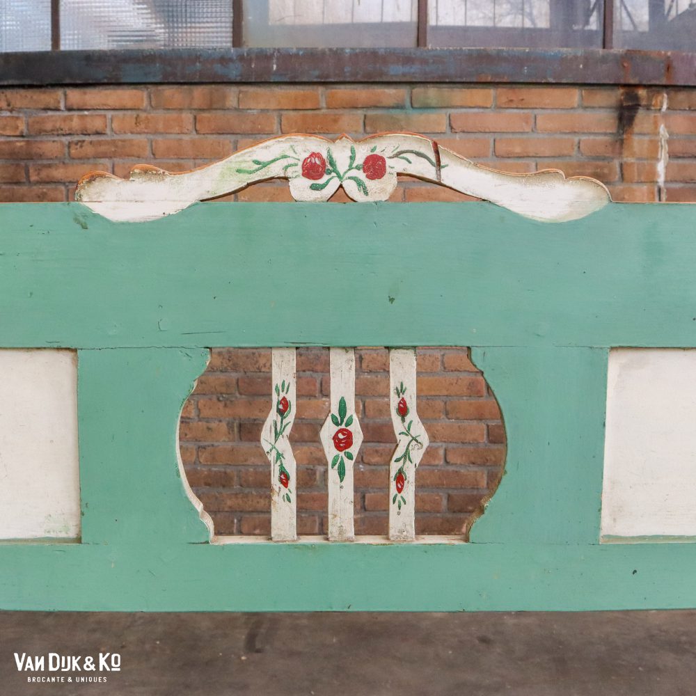 Groene houten beschilderde klepbank - Afbeelding 6