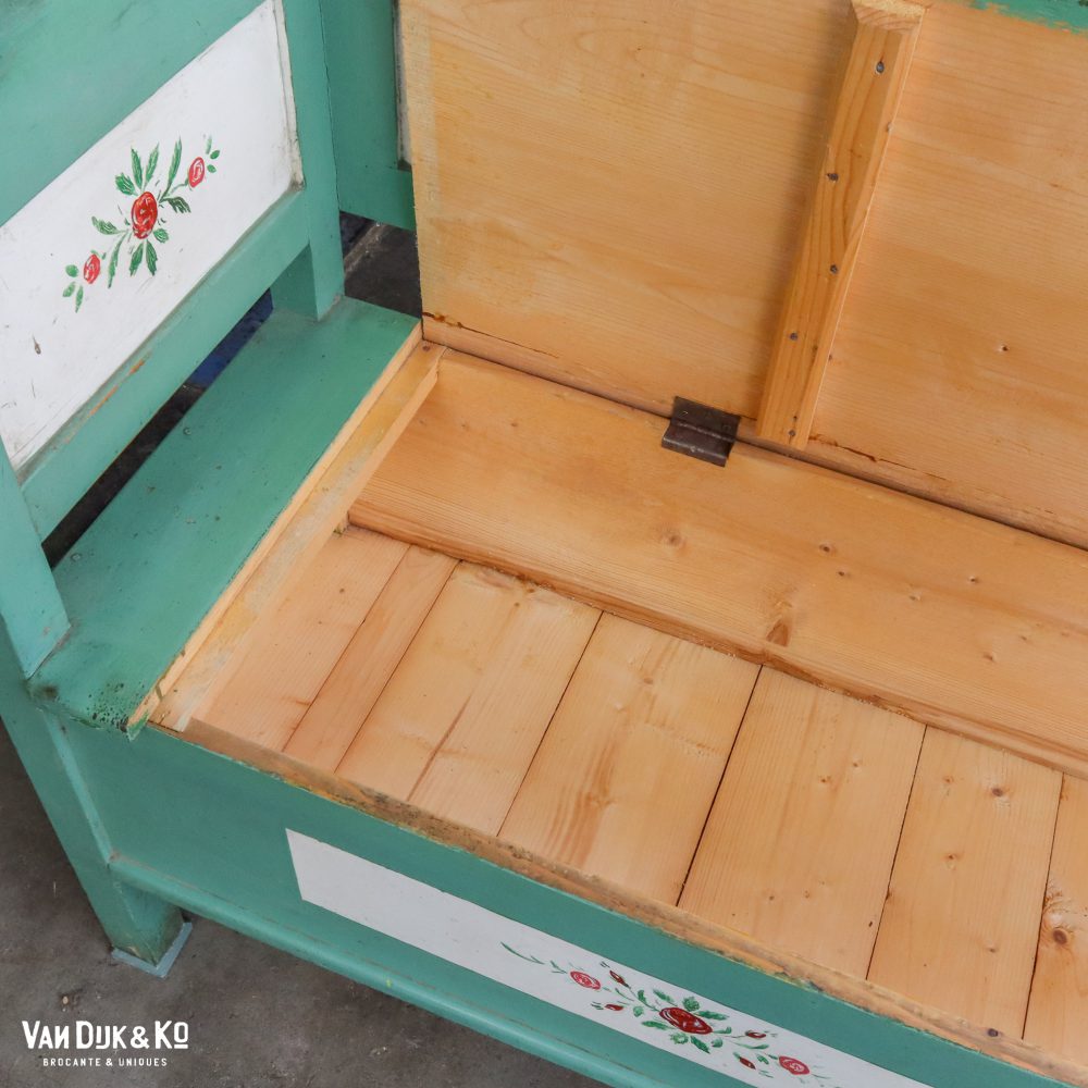 Groene houten beschilderde klepbank - Afbeelding 5