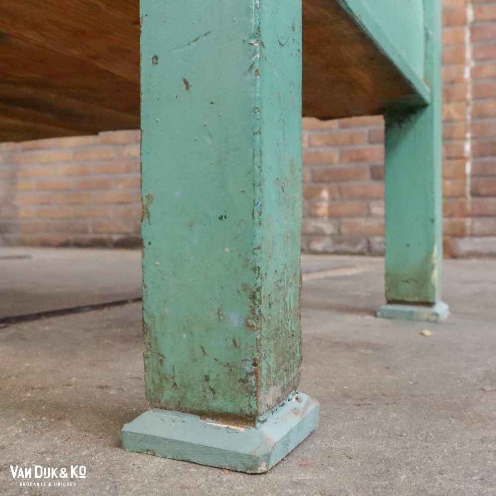 Groene houten beschilderde klepbank - Afbeelding 12