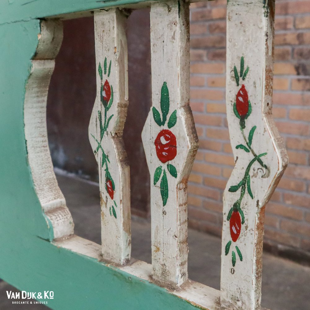Groene houten beschilderde klepbank - Afbeelding 8