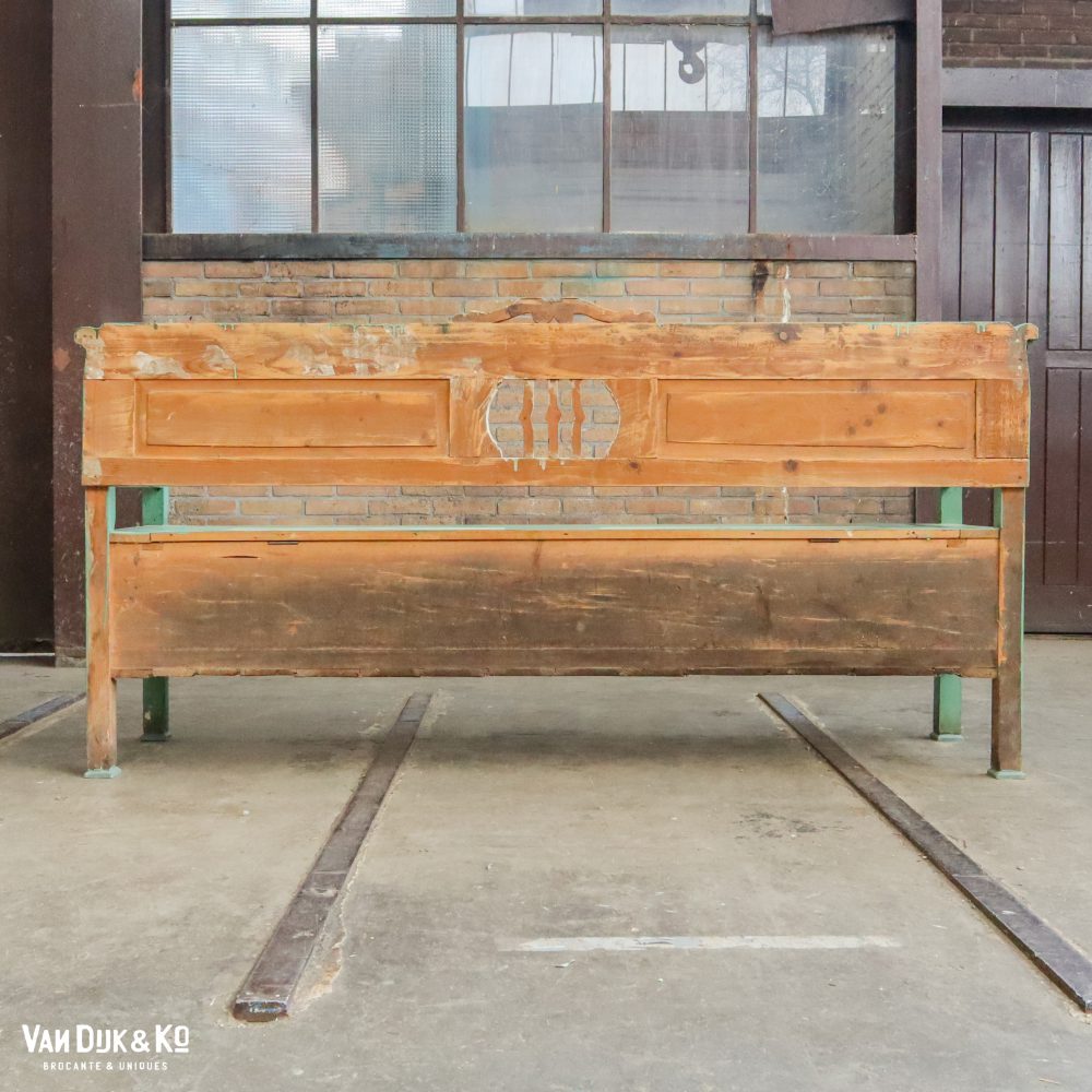 Groene houten beschilderde klepbank - Afbeelding 13