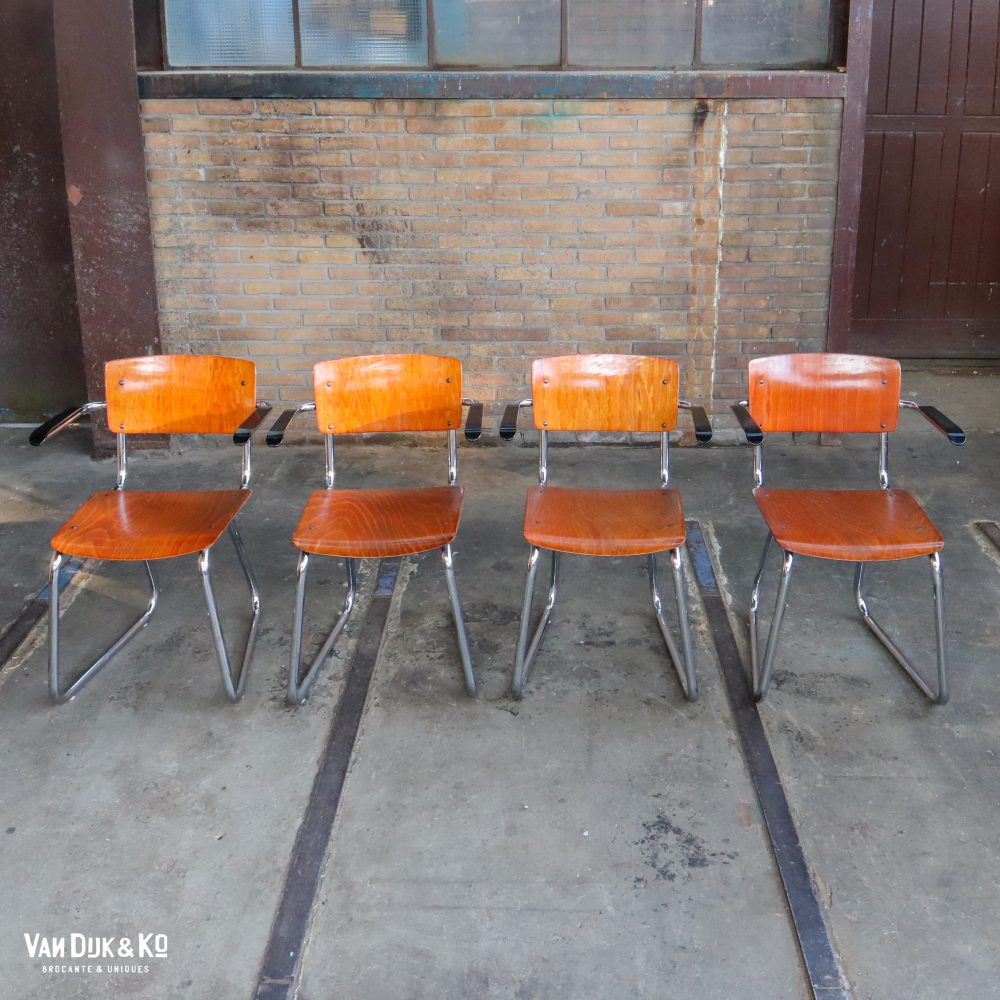 Vintage schoolstoelen - 4 stuks - Afbeelding 9