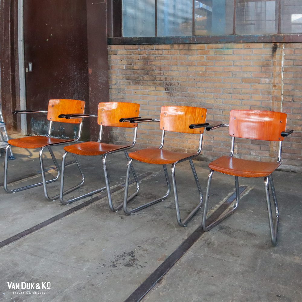 Vintage schoolstoelen - 4 stuks - Afbeelding 10