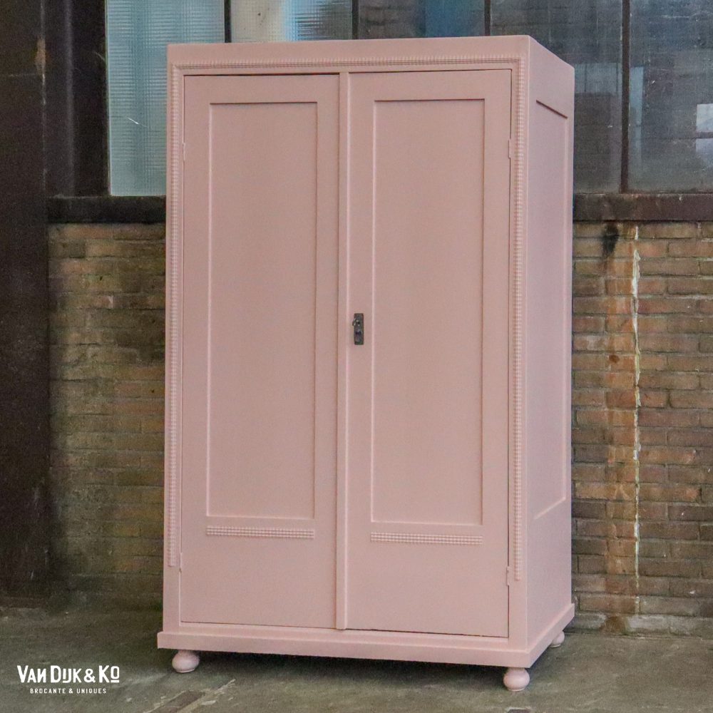 Brocante roze linnenkast - Afbeelding 2