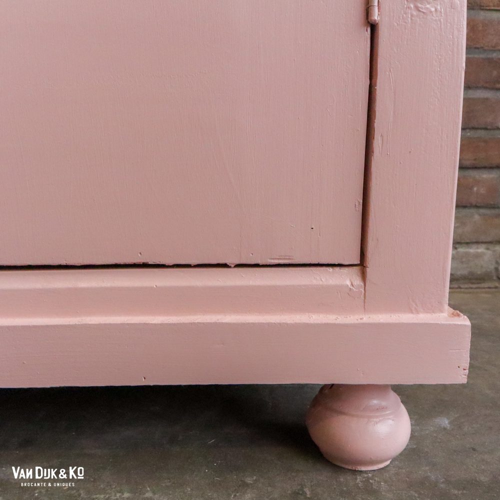 Brocante roze linnenkast - Afbeelding 8